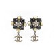 BOUCLES D'OREILLES CHANEL PENDANTES LOGO CC PIERRES & PERLES NACRE EARRINGS 590€