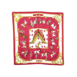 FOULARD HERMES EQUITATION JAPONAISE 1969 PERRIERE CARRE EN SOIE ROUGE SCARF 350€