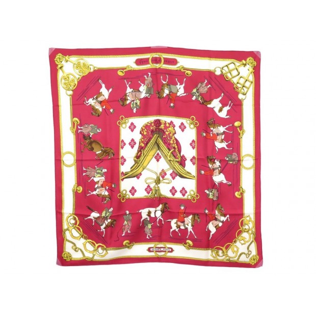 FOULARD HERMES EQUITATION JAPONAISE 1969 PERRIERE CARRE EN SOIE ROUGE SCARF 350€