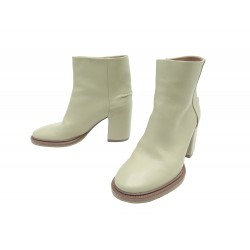 NEUF CHAUSSURES CHLOE EDITH BOTTINES 37 CUIR GRAINE VERT BOITE ANKLE BOOTS 890€