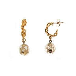 BOUCLES D OREILLES LOUIS VUITTON INCLUSION MONOGRAM PENDANTES DORE EARRINGS 400€