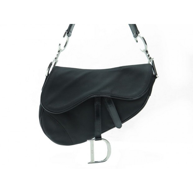 SAC A MAIN CHRISTIAN DIOR SADDLE EN TOILE NOIR POCHETTE POUCH HANDBAG PURSE 875€