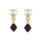 NEUF BOUCLES D'OREILLES CHANEL LOGO CC PENDANTE ET STRASS GOLDEN EARRINGS 1160€