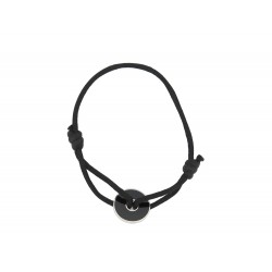 BRACELET DINH VAN PI CHINOIS 18MM ARGENT MASSIF ET ONYX CORDON NOIR STRAP 310€