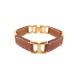 VINTAGE BRACELET HERMES PLACE BEAUVAU 18CM EN CUIR EPSOM MARRON METAL DORE