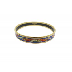 BRACELET HERMES EMAIL FIN BRAZIL 22CM METAL DORE GOLDEN STEEL ENAMEL BANGLE 440€