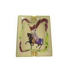 CENDRIER HERMES VIDE POCHE CHEVAL CAVALIER EN PORCELAINE BEIGE ASHTRAY 590€