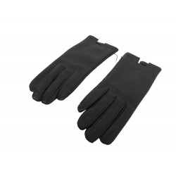 NEUF GANTS HERMES EN CUIR NOIR TAILLE 7 NEW BLACK LEATHER GLOVES 750€