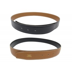 NEUF VINTAGE LIEN DE CEINTURE HERMES REVERSIBLE T85 32 CUIR BOX EPSOM BELT 405€