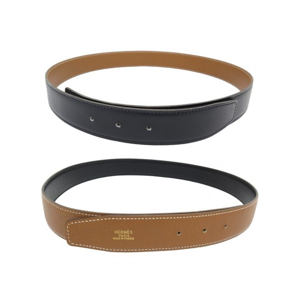 NEUF VINTAGE LIEN DE CEINTURE HERMES REVERSIBLE T85 32 CUIR BOX EPSOM BELT 405€