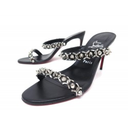 CHAUSSURES CHRISTIAN LOUBOUTIN JUST CHAIN 3210962 40 CUIR NOIR BOITE SHOES 695€