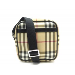 SAC A MAIN BURBERRY POCHETTE MOTIF TARTAN CHECK TOILE CUIR BANDOULIERE BAG 850€