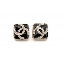 NEUF BOUCLES D'OREILLES CHANEL AB8403 LOGO CC LOSANGE PATE DE VERRE EARRING 650€