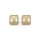 NEUF BOUCLES D'OREILLES CHANEL AB8406 LOGO CC DORE PATE DE VERRE EARRINGS 650€