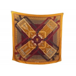 FOULARD CHALE HERMES BRINS D'OR EN CACHEMIRE ET SOIE ORANGE CASHMERE SHAWL 1110€