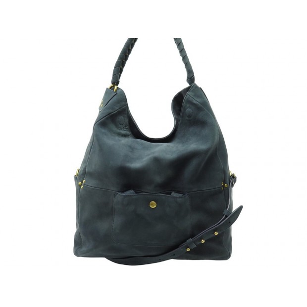 SAC A MAIN JEROME DREYFUSS GASPARD CABAS CUIR SUEDE BLEU LEATHER HAND BAG 950€