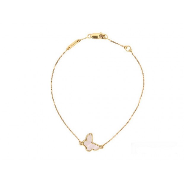 BRACELET VAN CLEEF & ARPELS SWEET ALHAMBRA PAPILLON OR 18K NACRE STRAP 1480€