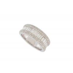 BAGUE EN OR BLANC 18K TAILLE 53 129 DIAMANTS BRILLANTS ET BAGUETTE GOLD RING