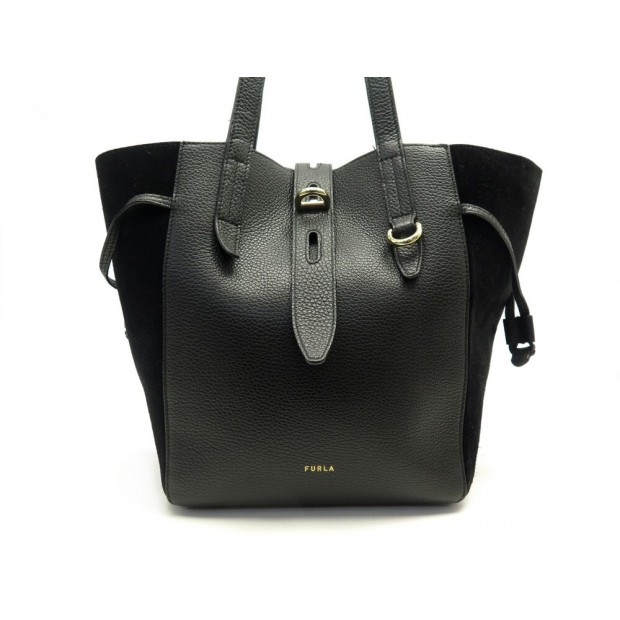 SAC A MAIN FURLA NET 215042 EN CUIR & DAIM NOIR LEATHER AND SUEDE HANDBAG 375€