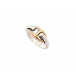 BAGUE HERMES CHAINE ANCRE T51 EN OR JAUNE 18K & ARGENT 925 GOLD & SILVER RING
