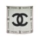 FOULARD CHANEL LOGO CC CARRE 90 MOUSSELINE DE SOIE BLANC WHITE SILK SCARF 490€