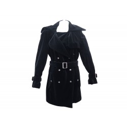 NEUF MANTEAU CHANEL TRENCH VELOURS P339903 L 42 NOIR BLACK VELVET COAT 6000€