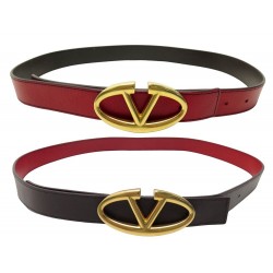 CEINTURE VALENTINO VLOGO REVERSIBLE 90 CUIR MARRON & ROUGE LEATHER BELT 480€