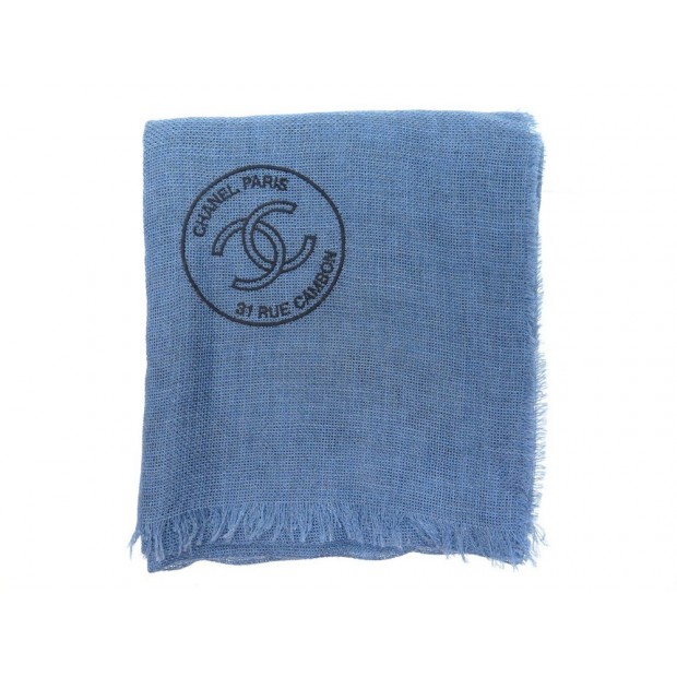 NEUF ECHARPE CHANEL ETOLE LOGO CC 31 RUE CAMBON CHALE CACHEMIRE SOIE SCARF