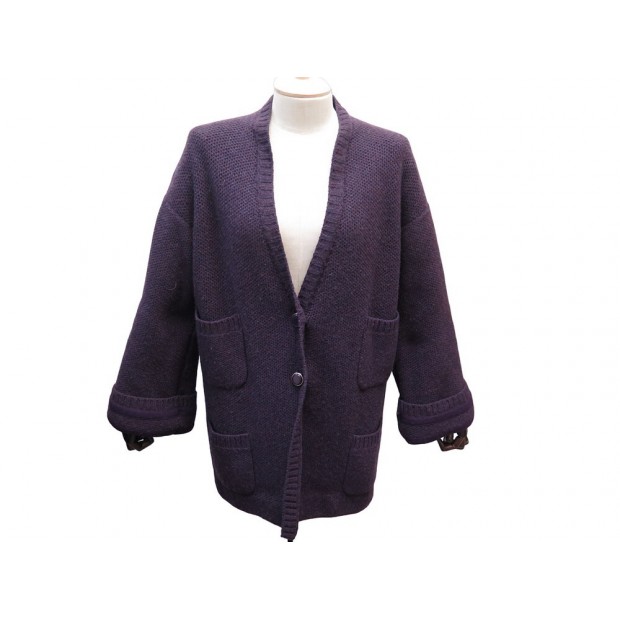 GILET CHANEL CARDIGAN CACHEMIRE P31727K00625 M 38 VIOLET CASHMERE JACKET 5000€