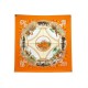 NEUF FOULARD HERMES CAVALIERS PEULS CARRE 90 SOIE ORANGE + BOITE SILK SCARF 495€