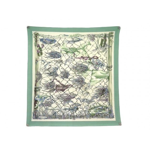 VINTAGE RARE FOULARD HERMES GRAND VENT 1ERE EDITION 1965 SOIE BROCHEE SCARF 495€