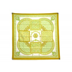 FOULARD HERMES CIELS BYZANTINS JULIA ABADIE CARRE 90 SOIE JAUNE BOITE SCARF 495€