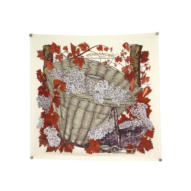 FOULARD HERMES VENDANGES DAWLAT-DUMOULIN CARRE 90 SOIE SHOPPING BAG SCARF 495€