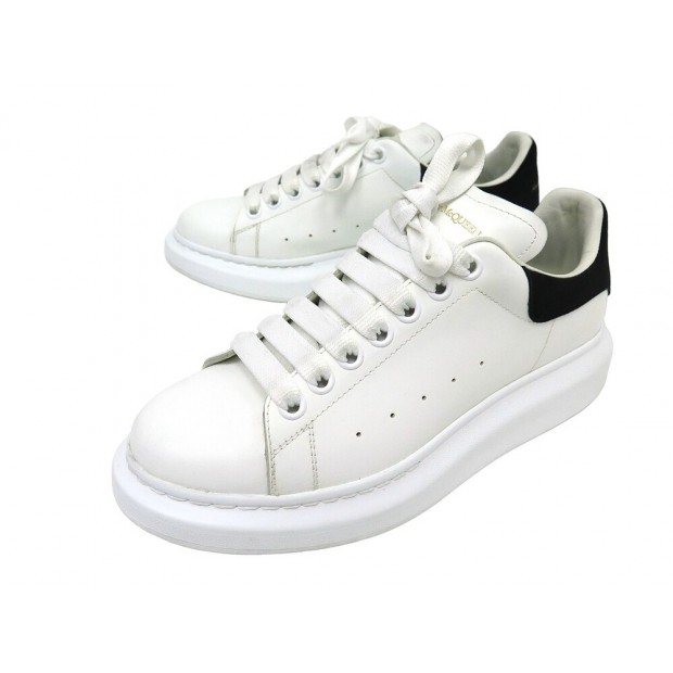 CHAUSSURES ALEXANDER MCQUEEN BASKETS OVERSIZE 553770 40 CUIR BLANC + BOITE 500€