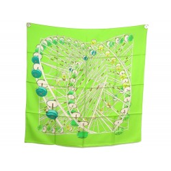 NEUF FOULARD HERMES GRANDE ROUE DIMITRI RYBALTCHENKO SOIE VERTE SILK SCARF 495€