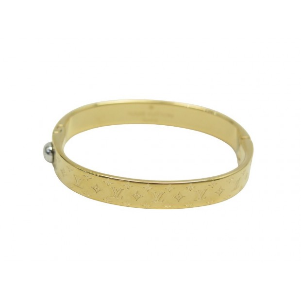 BRACELET LOUIS VUITTON JONC M00251 MANCHETTE NANOGRAM 17 CM EN METAL DORE 545€