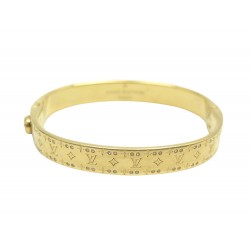 BRACELET LOUIS VUITTON JONC M64861 MANCHETTE NANOGRAM STRASS 19 METAL DORE 630€