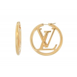 BOUCLES D'OREILLES LOUIS VUITTON CREOLES LOUISE GM M64288 METAL EARRING 530€