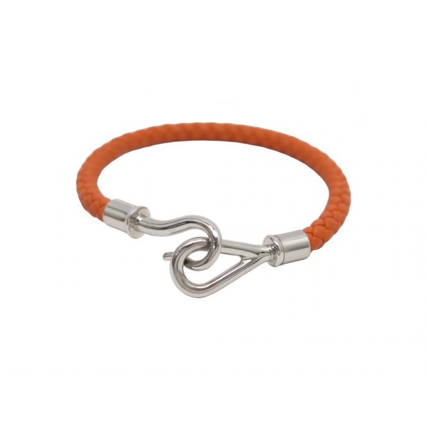 NEUF BRACELET HERMES JUMBO H H077241FP93T4 17 CUIR ET ACIER BANGLE STRAP 340€