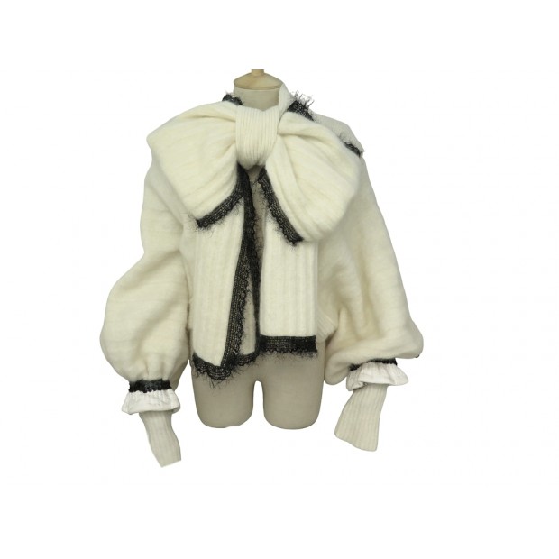 VESTE CHANEL GILET A NOEUD & FRONCES P37120K02326 XXL 50 MOHAIR JACKET 7200€