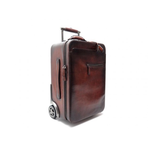 VALISE BERLUTI FORMULA 1000 SAC BAGAGE A MAIN CABINE CUIR MARRON TROLLEY 5900€