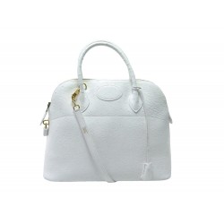 SAC A MAIN HERMES BOLIDE 35 CM EN CUIR AUTRUCHE BLANC LEATHER HAND BAG PURSE