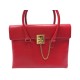 VINTAGE SAC A MAIN CELINE CABAS CARTABLE EN CUIR ROUGE FERMOIR A CHAINE HANDBAG