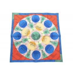 NEUF FOULARD HERMES HERMES JEU DES OMNIBUS ET DAMES BLANCHES GAVROCHE SCARF 210€