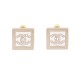 NEUF BOUCLES D'OREILLES CHANEL LOGO CC CARRE STRASS DORE GOLDEN EARRINGS 700€