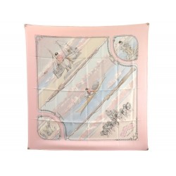 FOULARD HERMES GRONLAND PHILIPPE LEDOUX CARRE 90 SOIE ROSE GROENLEND SCARF 495€