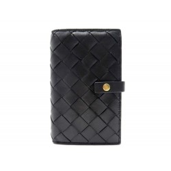 PORTEFEUILLE BOTTEGA VENETA PORTE MONNAIE EN CUIR INTRECCIATO NOIR WALLET 820€