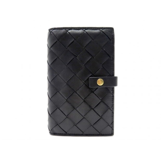 PORTEFEUILLE BOTTEGA VENETA PORTE MONNAIE EN CUIR INTRECCIATO NOIR WALLET 820€