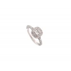 BAGUE TIFFANY & CO SOLESTE DOUBLE HALO T52 EN PLATINE DIAMANTS 0.63CT RING 6000€