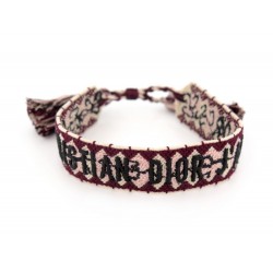 NEUF BRACELET CHRISTIAN DIOR J'ADIOR 16-21 CM EN TOILE BORDEAUX BURGUNDY CANVAS